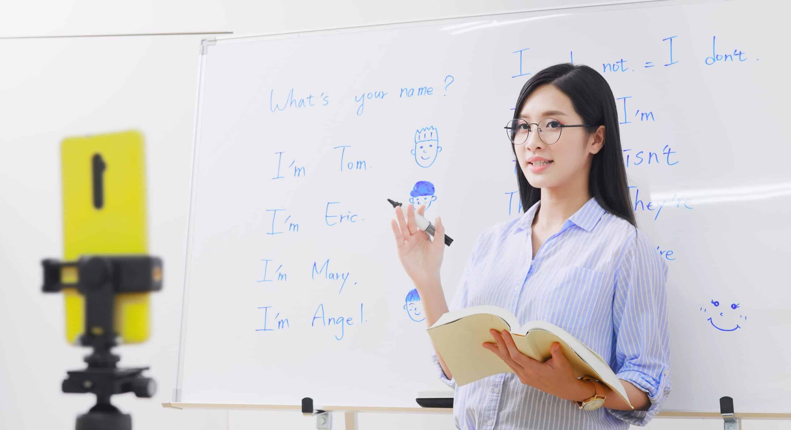 Chinese Female teaching English