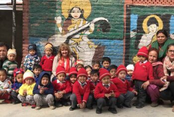 TEFL teacher and teen students in Nepal