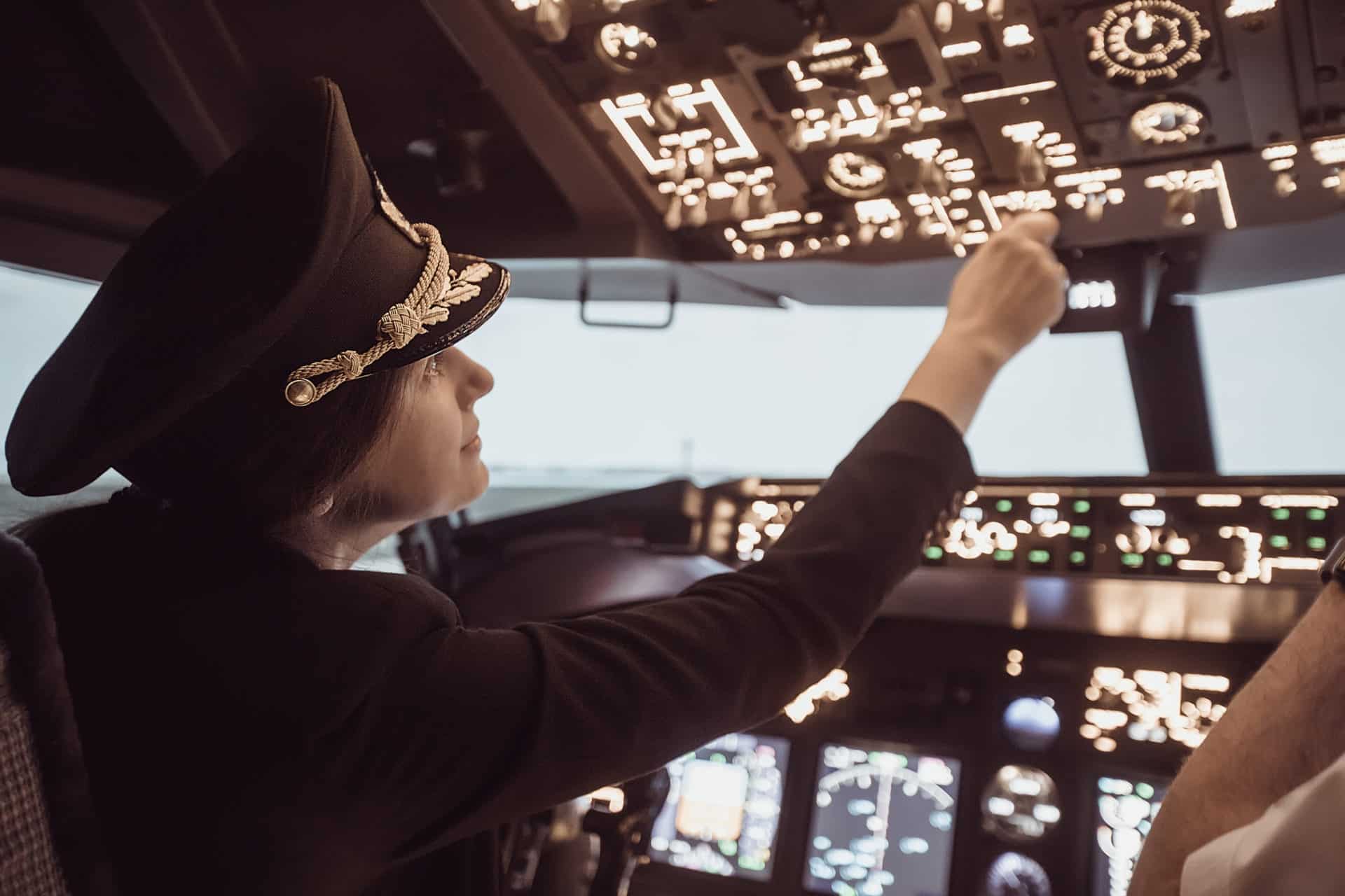 A pilot in a cockpit