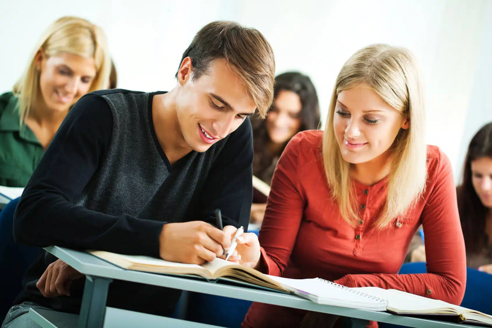 Students in a TEFL classroom working together