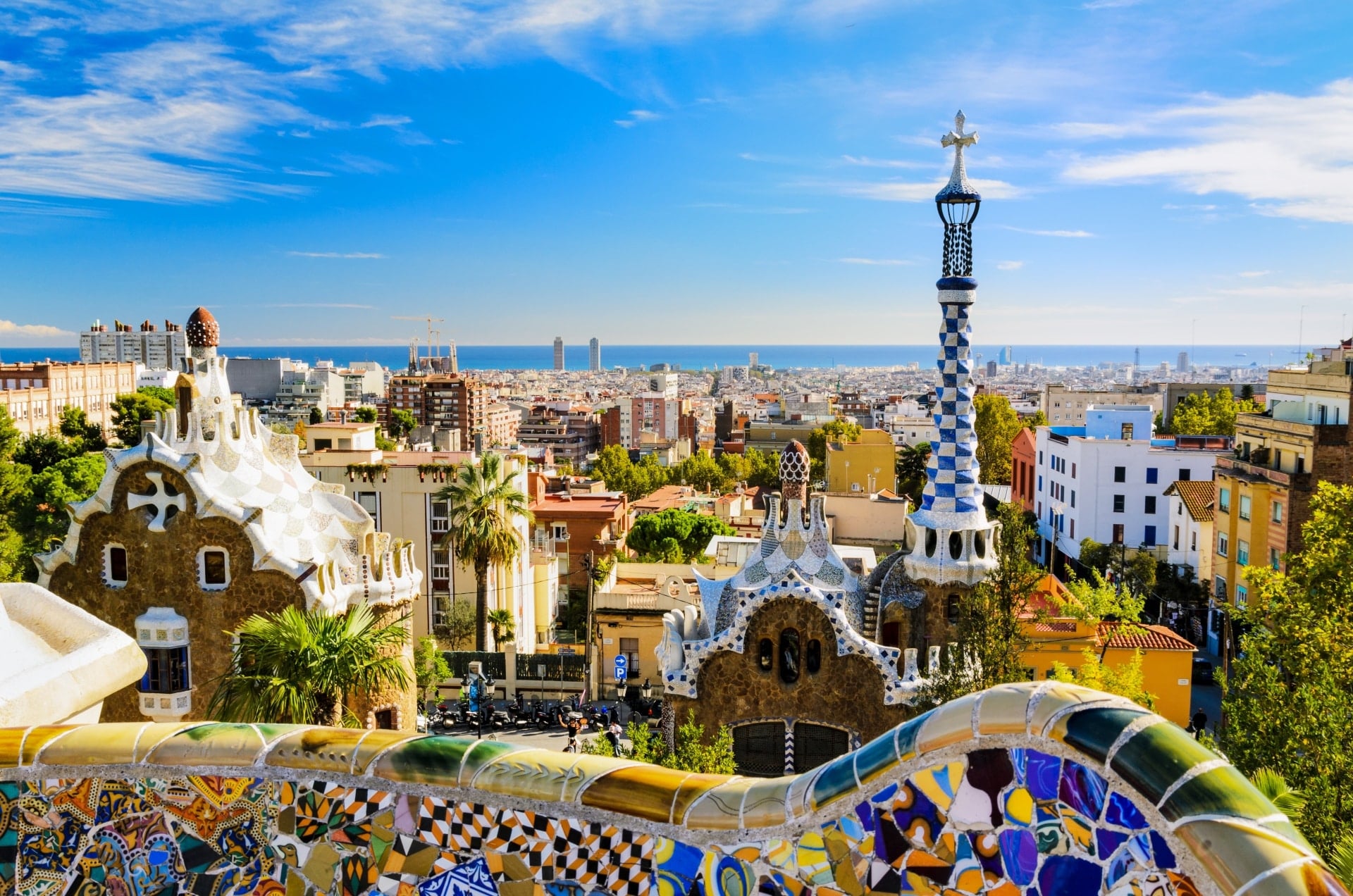 View of Parc Guell, Barcelona, Spain