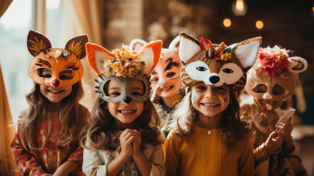 CHildren dressed as foxes for World Book Day