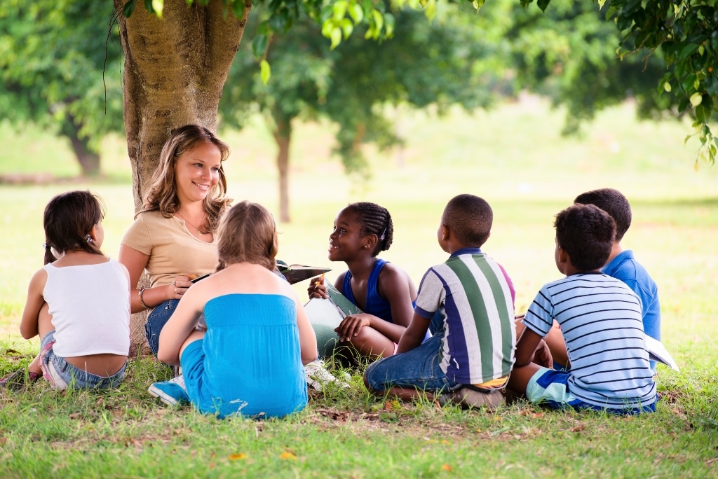 Summer camp TEFL teacher and students