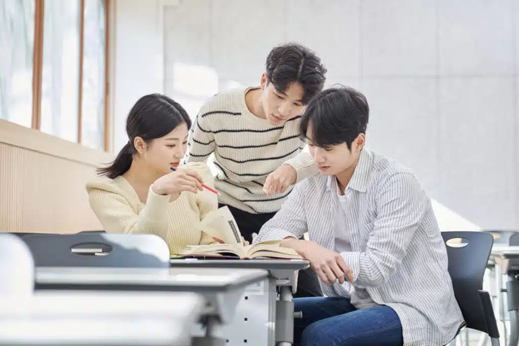 South Korean students in a hagwon