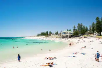 A busy Cottesloe Beach, Perth, Western Australia on a summer afternoon