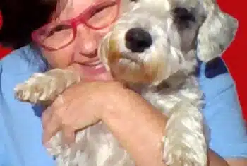 Natalie with her "colleague" (her dog!)