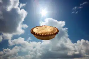 A graphic representation of the English idiiom: pie in the sky