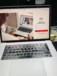 A Wall Street English lesson on a laptop