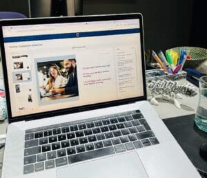 A Wall Street English lesson on a laptop