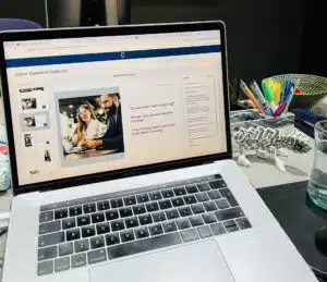 A Wall Street English lesson on a laptop