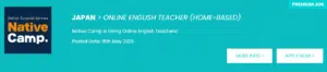 A Native Camp advert on The TEFL Academy's website