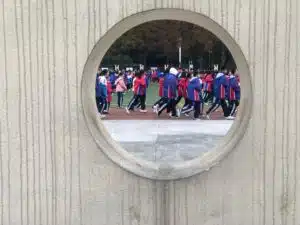 Students in the playground in a Chinese school