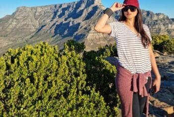 Teacher Yasmien hiking in the mountains