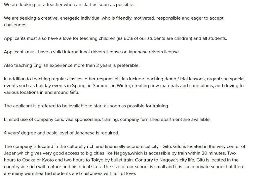 housing benefits tefl jobs japan