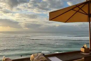 A sunset view from a bar in Bali