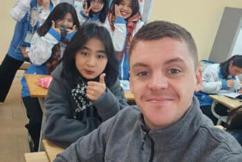 Vietnamese students learning English at modern private school in Hanoi