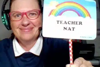 Online TEFL teacher with a big smile to encourage rapport and a comfortable learning environment