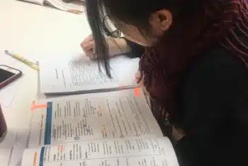 An EFL student in a language school classroom in Malta