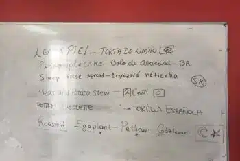 A whiteboard in a language school classroom in Malta
