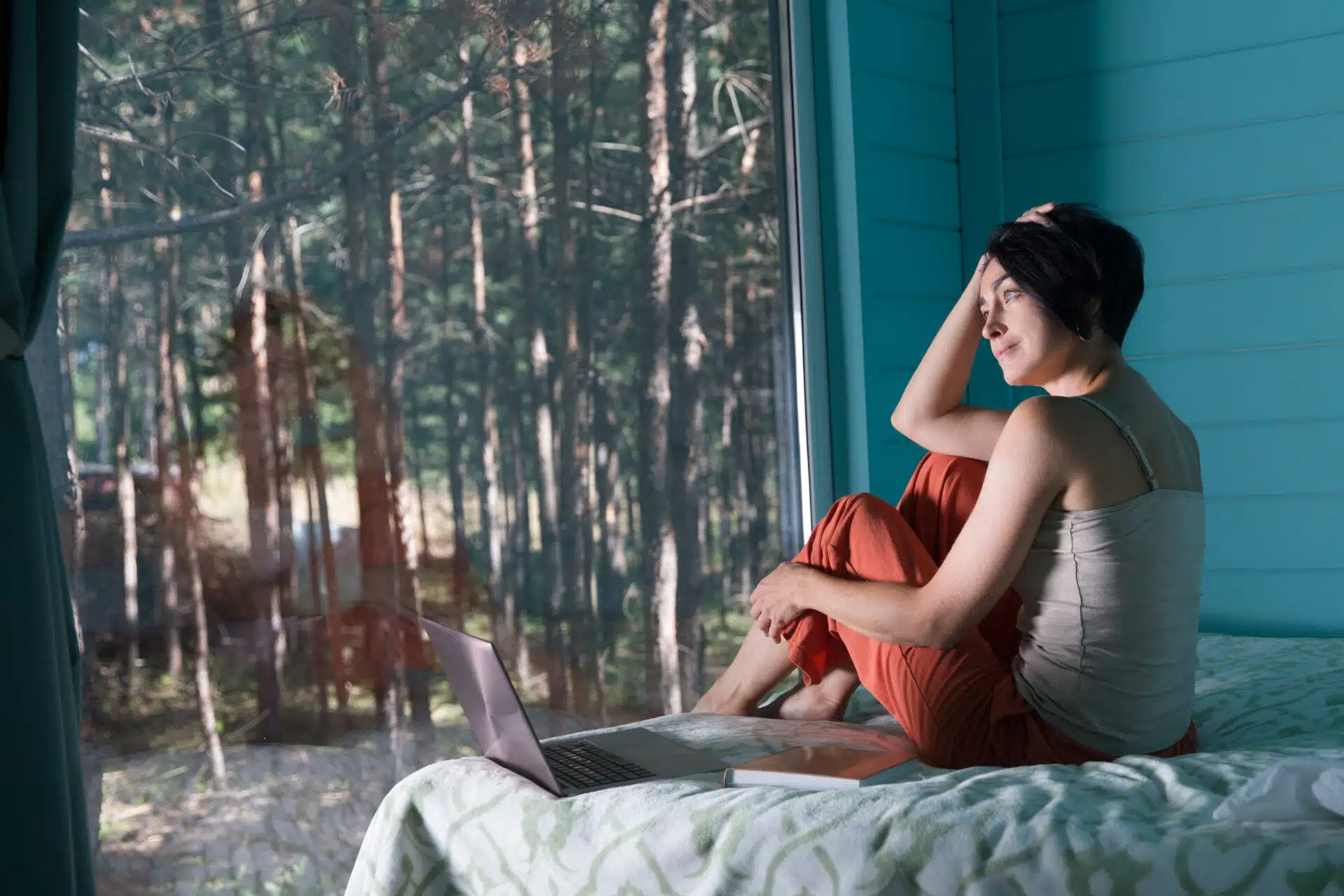 TEFL teacher teaching online and practicing mindfullness