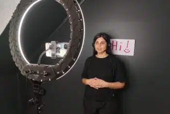 Simple, distraction-free background for an online teaching video