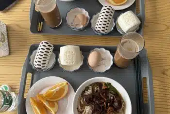 A school lunch in China. Food can be a source of culture shock for TEFL teachers abroad