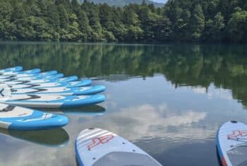 Canoeing is a popular activity at a summer camp in Japan