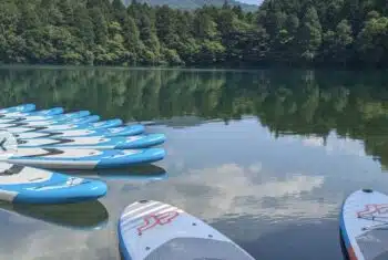 Canoeing is a popular activity at a summer camp in Japan